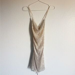 Shimmy Dance Sequin Gold Dress